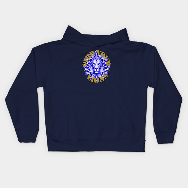 Gird Your Lions England Motivational Idiom Blue Kids Hoodie by taiche